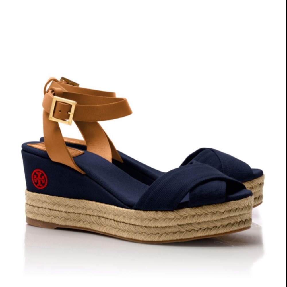 🌻SALE! Tory Burch navy karissa espadrille wedges